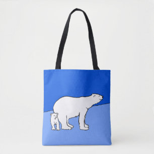 Polar Bear Mom and Cub Painting - Wildlife Art Tote Bag