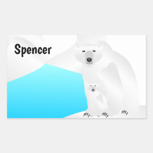 Polar Bear Mom and Cub Rectangular Sticker