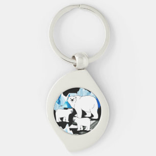 Polar Bear Mom And Cubs Key Ring