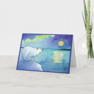 Polar Bear Moon Holiday Christmas greeting card