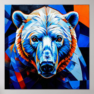 Polar Bear Mosaic Art Arctic Animal Decor Print 🎁