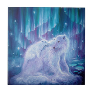Polar bear mother  and baby ceramic tile