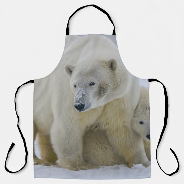 POLAR BEAR MOTHER AND CUB NORTHERN ALASKA APRON (Front)