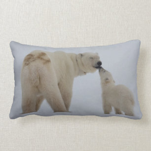 Polar Bear Mother with Cub Lumbar Cushion