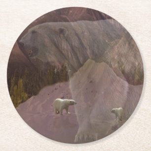 Polar Bear Mountain, Two-Tone Coffee Mug Round Paper Coaster