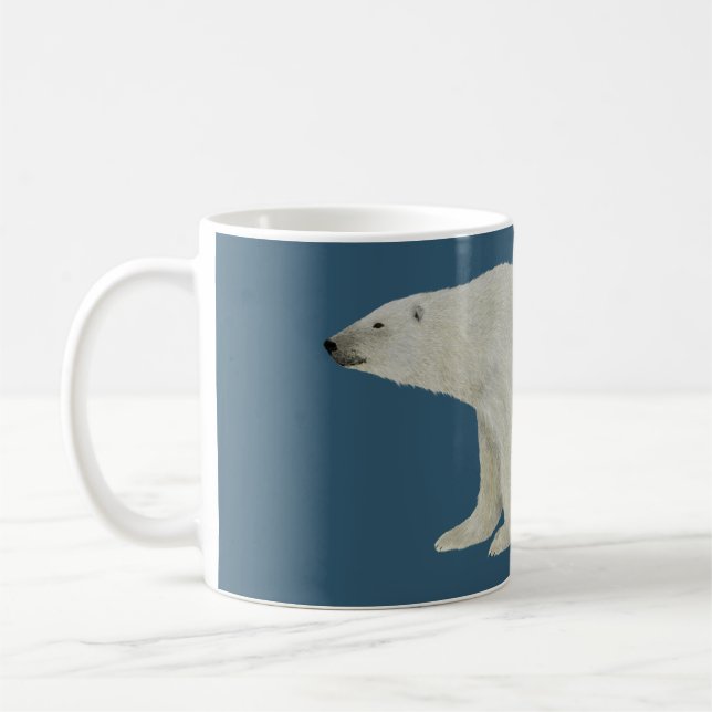 Polar Bear mug on deep blue (Left)