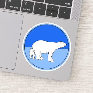 Polar Bear Mum and Cub Painting - Wildlife Art