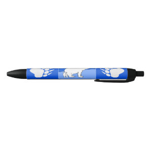 Polar Bear Mum and Cub Painting - Wildlife Art Black Ink Pen