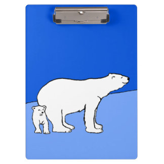 Polar Bear Mum and Cub Painting - Wildlife Art Clipboard
