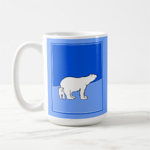 Polar Bear Mum and Cub Painting - Wildlife Art Coffee Mug