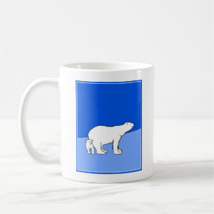Polar Bear Mum and Cub Painting - Wildlife Art Coffee Mug