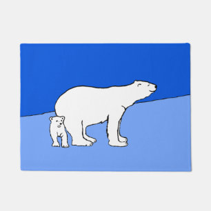 Polar Bear Mum and Cub Painting - Wildlife Art Doormat