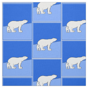 Polar Bear Mum and Cub Painting - Wildlife Art Fabric