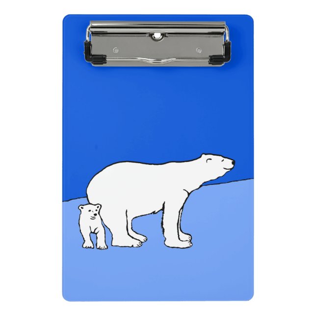 Polar Bear Mum and Cub Painting - Wildlife Art Mini Clipboard (Front)