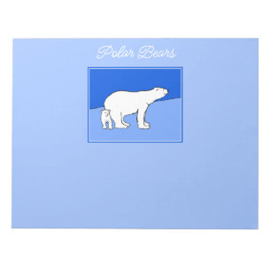 Polar Bear Mum and Cub Painting - Wildlife Art Notepad
