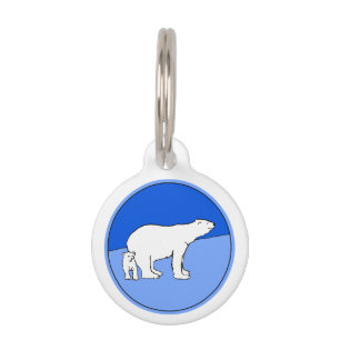 Polar Bear Mum and Cub Painting - Wildlife Art Pet Tag