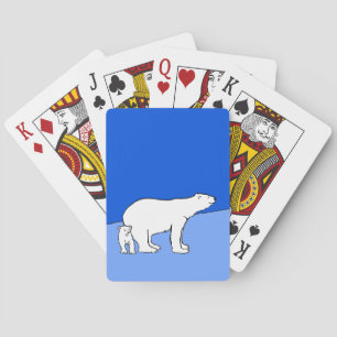 Polar Bear Mum and Cub Painting - Wildlife Art Playing Cards