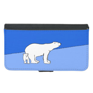 Polar Bear Mum and Cub Painting - Wildlife Art Samsung Galaxy S5 Wallet Case