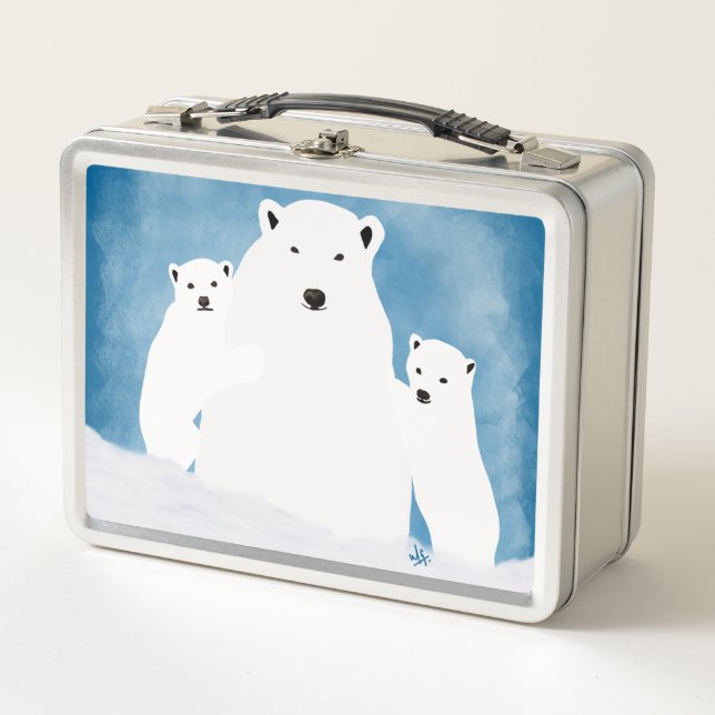 Polar Bear - Mum and cubs - Metal lunch box (Front)
