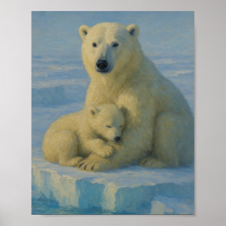 Polar Bear Mum & Cub  Poster