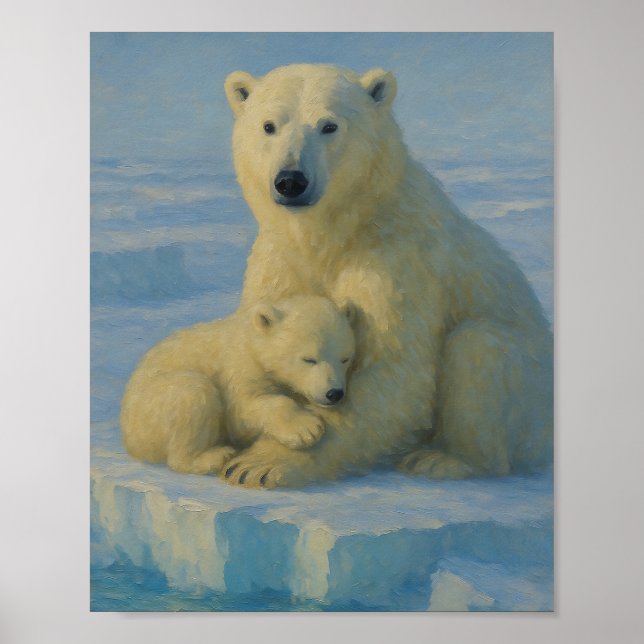 Polar Bear Mum & Cub  Poster (Front)