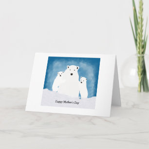 Polar Bear Mum with cubs Card
