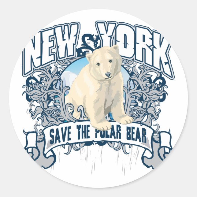 Polar Bear New York Classic Round Sticker (Front)