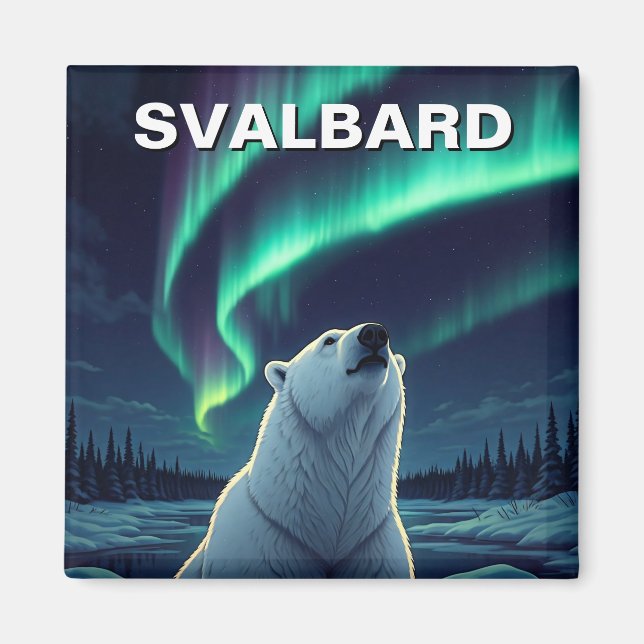 Polar Bear northern lights Svalbard Norway Magnet (Front)
