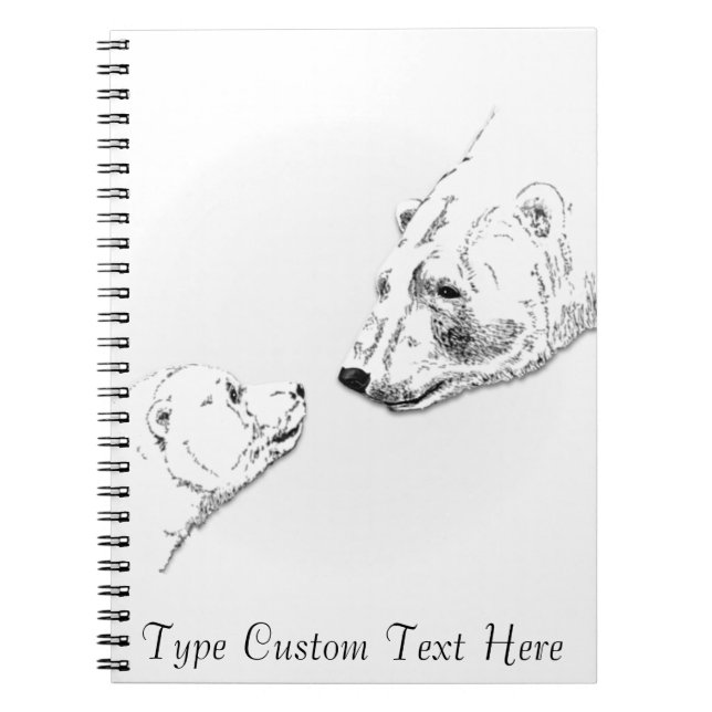 Polar Bear Notebook Personalised Bear Art Notebook (Front)