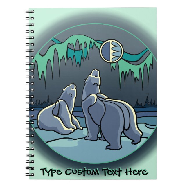 Polar Bear Notebook Personalised Bear Art Notebook (Front)