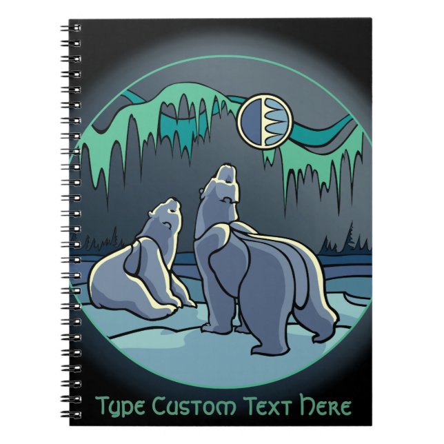 Polar Bear Notebook Personalised Bear Art Notebook (Front)