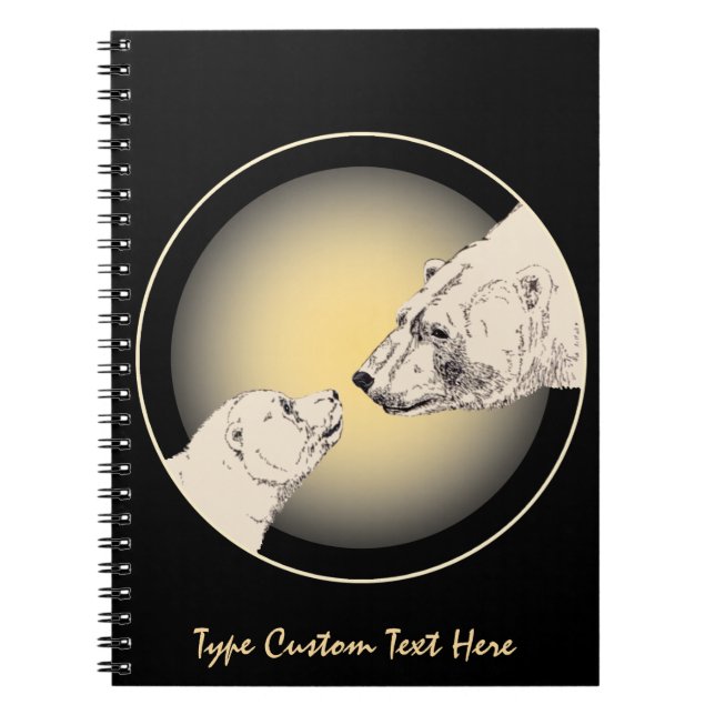 Polar Bear Notebook Personalised Bear Art Notebook (Front)