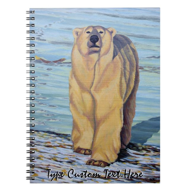 Polar Bear Notebook Personalised Bear Art Notebook (Front)