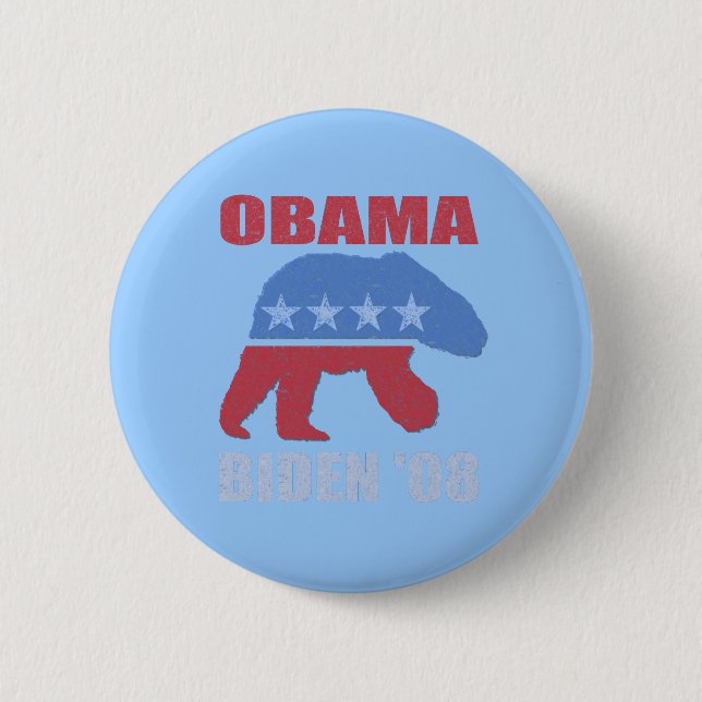 Polar Bear Obama Biden '08 Button Pin (Front)