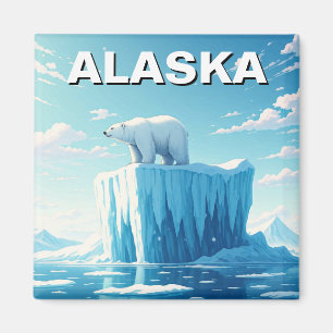 Polar Bear on an Iceberg Alaska Postcard Magnet