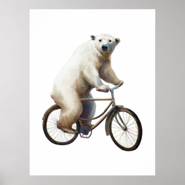 Polar Bear On Bicycle Poster (Front)