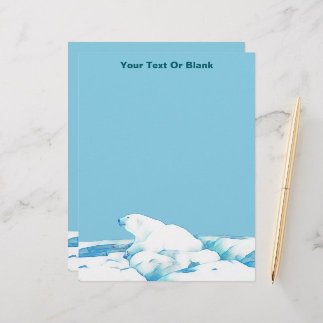 Polar Bear On Ice Custom Letterhead (Front/Back In Situ)