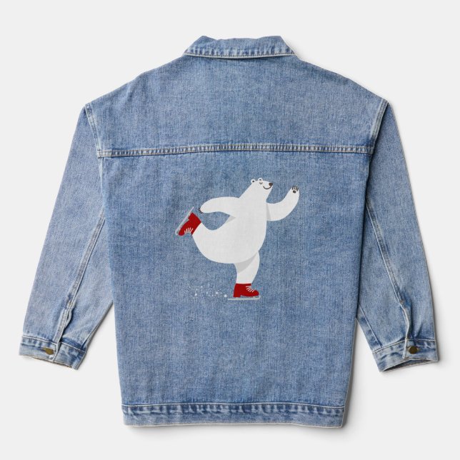 Polar Bear on ice Denim Jacket (Back)