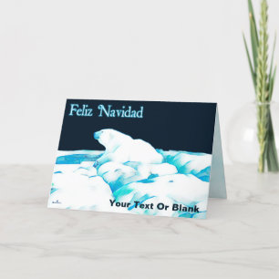 Polar Bear On Ice - Feliz Navidad Holiday Card