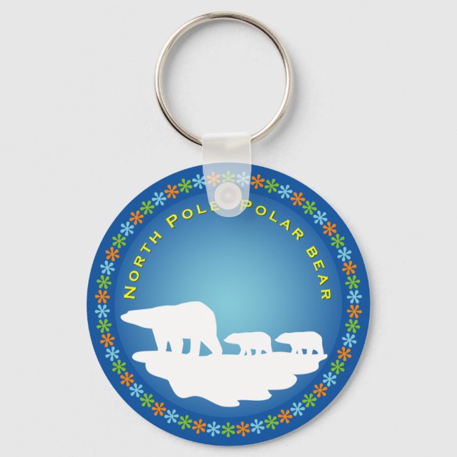 Polar Bear on Ice Key Ring (Front)