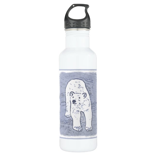 Polar Bear on Ice Painting - Original Wildlife Art 710 Ml Water Bottle (Front)