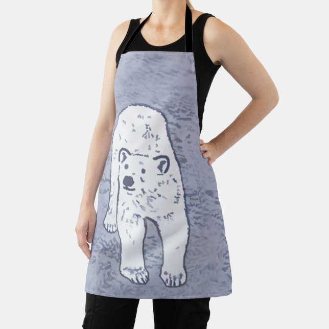 Polar Bear on Ice Painting - Original Wildlife Art Apron (Insitu)