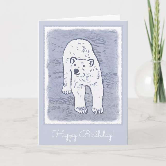 Polar Bear on Ice Painting - Original Wildlife Art Card (Front)