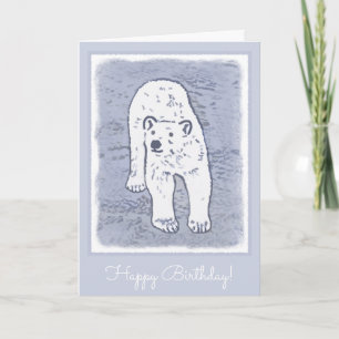 Polar Bear on Ice Painting - Original Wildlife Art Card