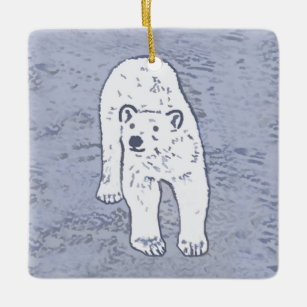 Polar Bear on Ice Painting - Original Wildlife Art Ceramic Ornament