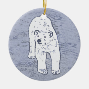 Polar Bear on Ice Painting - Original Wildlife Art Ceramic Ornament