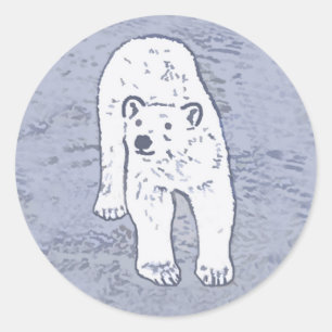 Polar Bear on Ice Painting - Original Wildlife Art Classic Round Sticker
