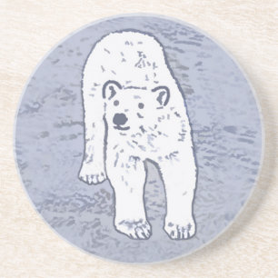 Polar Bear on Ice Painting - Original Wildlife Art Coaster