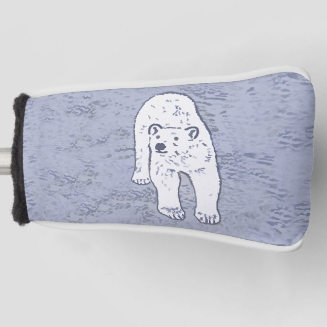 Polar Bear on Ice Painting - Original Wildlife Art Golf Head Cover (Front)