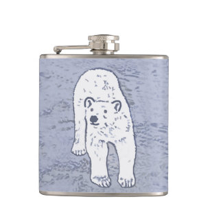 Polar Bear on Ice Painting - Original Wildlife Art Hip Flask